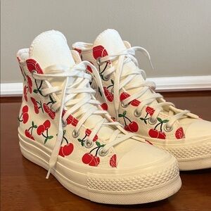 Cherry Pattern High-Top Sneakers